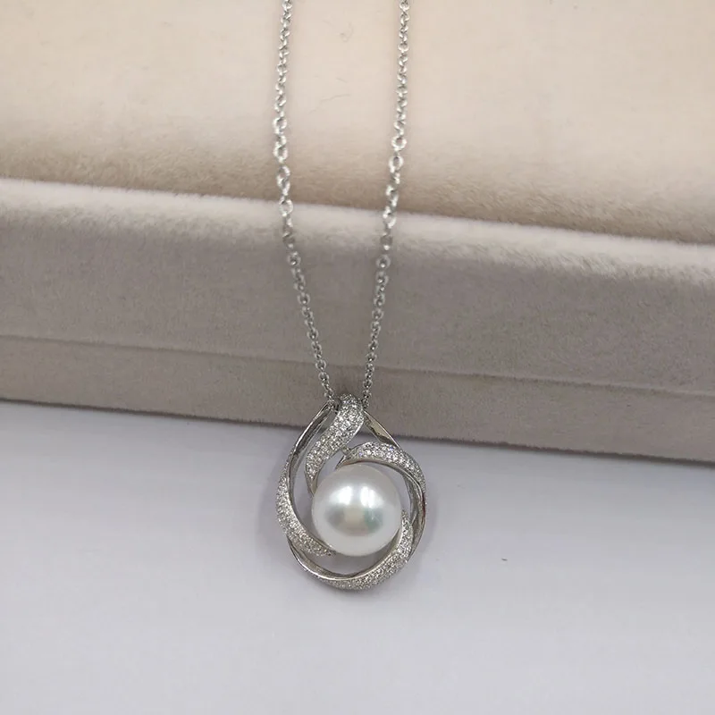 

Sinya 925 Sterling Silver Fashion Design Natural Freshwater Pearls Pendant Necklace for Women Mum Ladies Girls