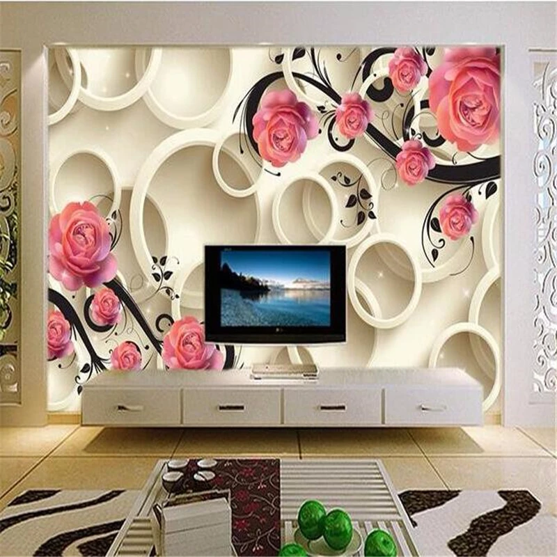 

Beibehang 3 d photo wallpaper rose bedroom living room sofa setting wall mural wallpaper modern painting wallpaper for walls 3 d