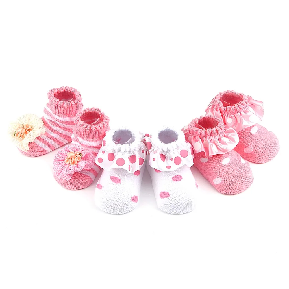 

3 Pairs/lot Princess Baby socks for Girls Socks Cute Pink Frilly Cotton Ankle Infant Socks Dots Flower sock SK156