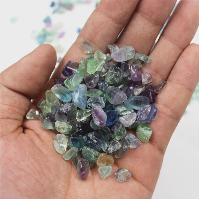 Tumbled Gemstone Natural Crystal Green Purple Fluorite Chip Stone Medium 5g