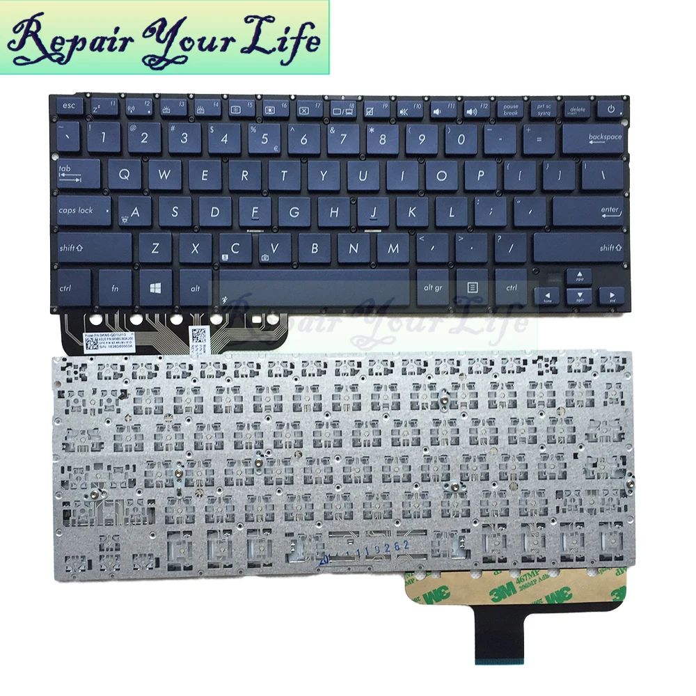 

UI US English Laptop Keyboard for Asus ZenBook UX301 UX301LA UX301LA DH71T Replacement Keyboards Blue Keycaps 0KNB0 362AUI00 New