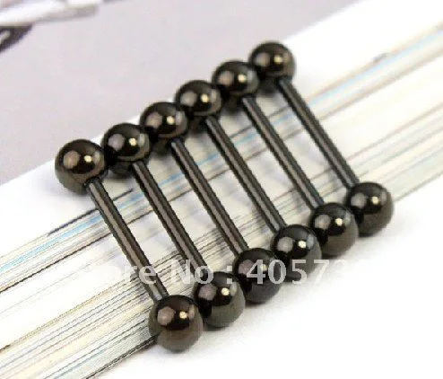 Vacuum Plating Black Tongue Bar Tongue Rings Barbell 14G 316L stainless Steel Hot Sale  Brand New 1.6mm  Body Piercing Jewelry