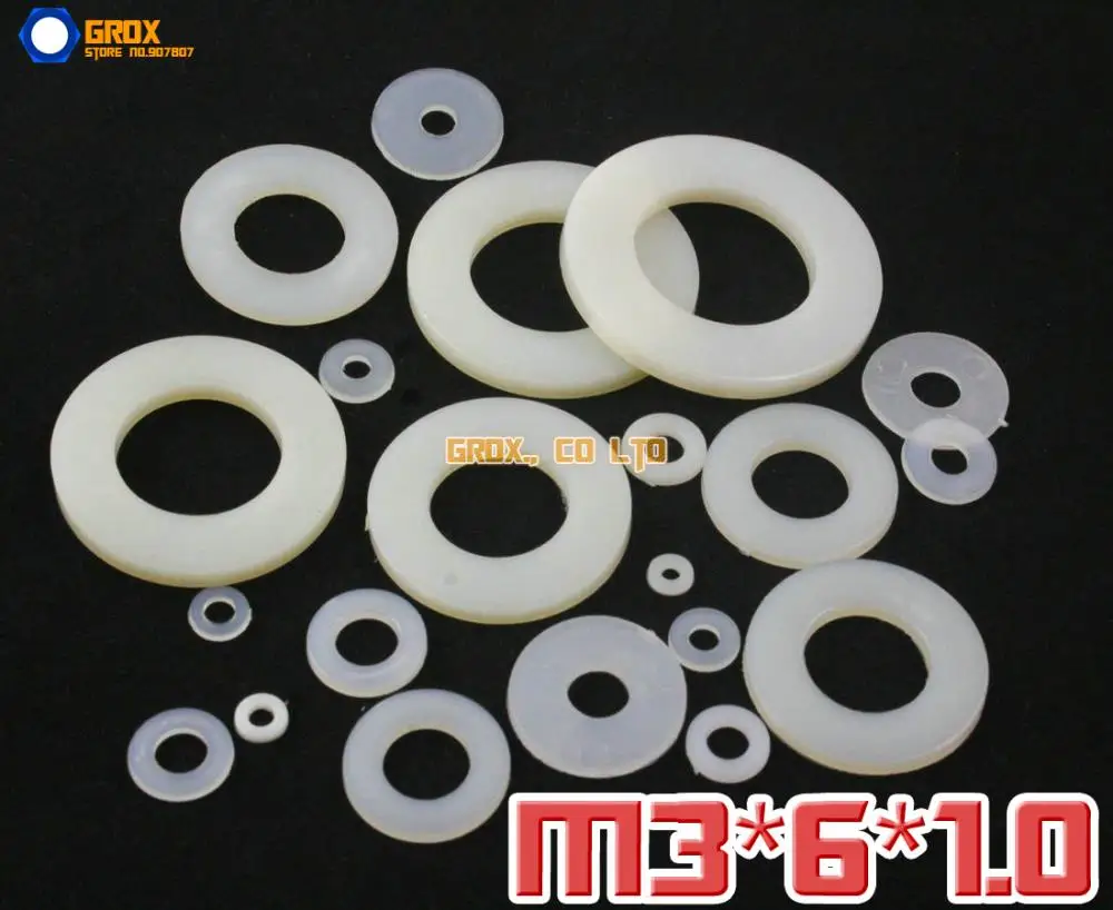 1000 Pieces M3 x 6 x 1.0mm Nylon Flat Washer Insulation Washer