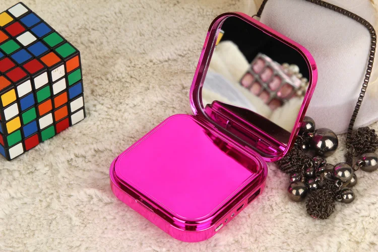 Cosmetic case mirror mobile power Makeup Mirror Power Bank Charger USB 10000mAh for all mobile phone with Package