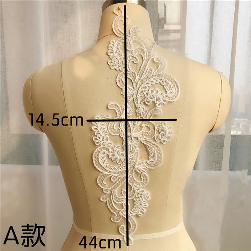 20Pieces Wedding Dresses Lace Applique Accessories Embroidered Lace Appliques Fabric Ivory White DIY Sewing Material