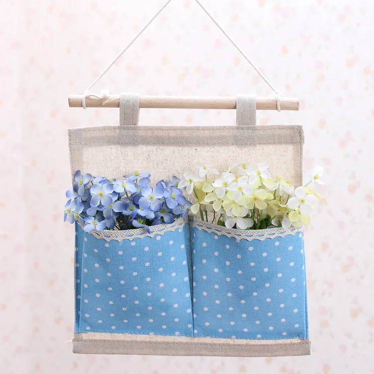 F100 multilayered wall hanging behind the door Polka Dot Cotton Storage Bag