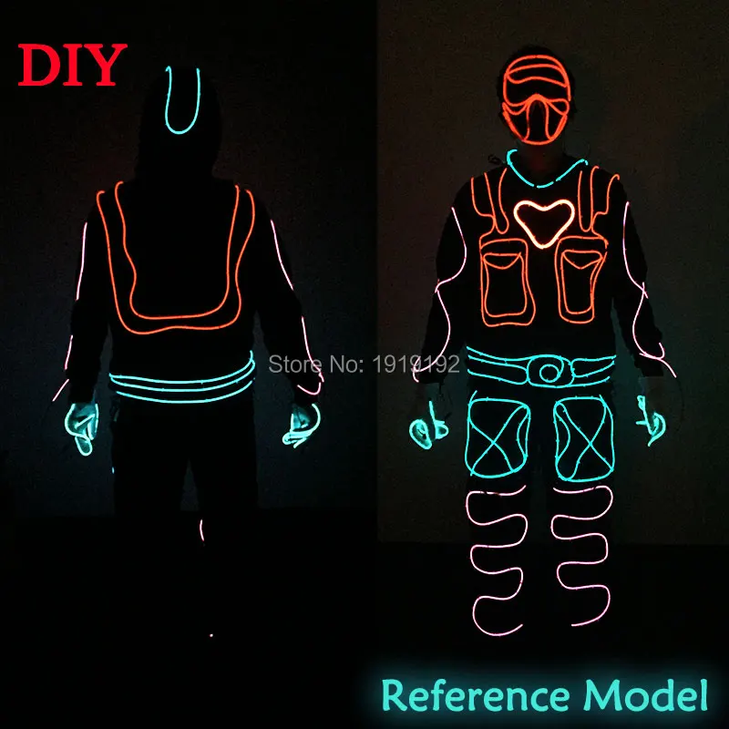 

DIY Movie LED Costume Party decorative light up Flashing EL wire Clothes Parts for Festival Night Party Dance Wedding decoration