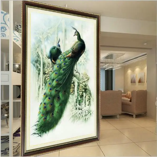 94*72cm Needlework,DIY Cross stitch,Full Embroidery kit set,Snow Forest lover peacock Cross-Stitch decoration painting wholesale