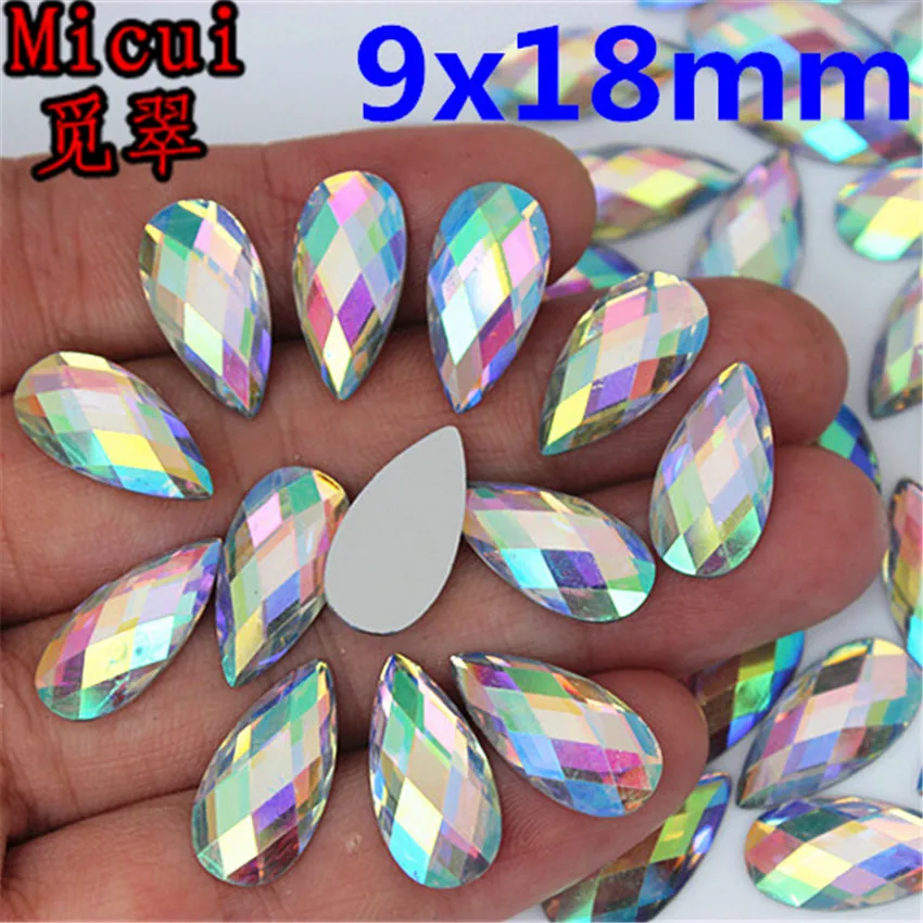 Micui 100PCS Multiple Shape AB Clear Resin Rhinestone Flatback Gems Strass Crystal Stones For Dress Crafts Decorations MC738