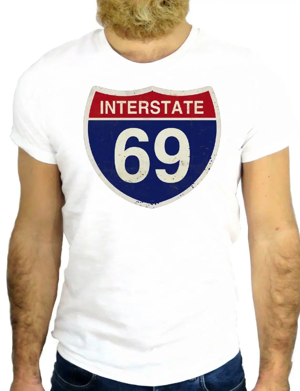 Fashion Print T-Shirt Men Summer Style  Z2117 Interstate 69 Station Usa California 66 Road Fun Nice Vintag Hip Hop Clothes