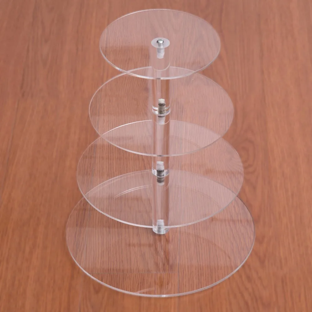 4 Tier Multi-layer Mousse Cake Stand Acrylic Round Wedding Cake Stand Acrylic Cups Wedding Decoration Birthday Cupcake Stand