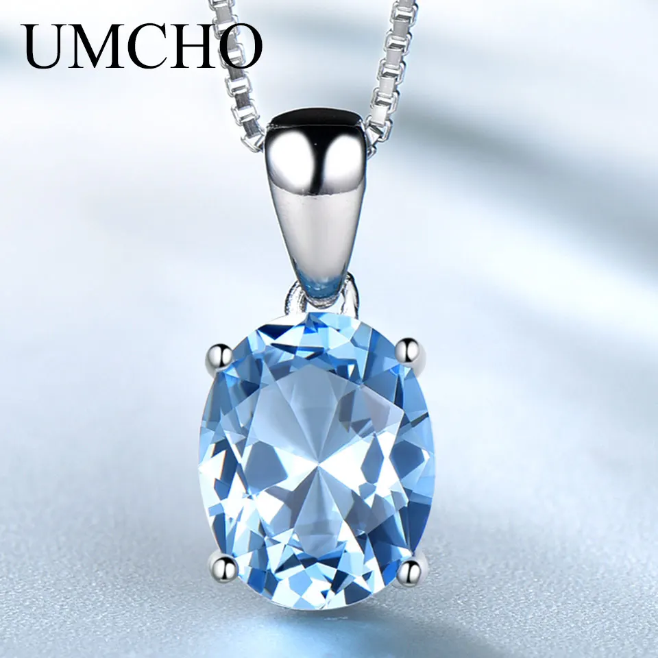 UMCHO  Genuine 925 Sterling Silver Pendants Necklaces for Women Gemstone Jewelry