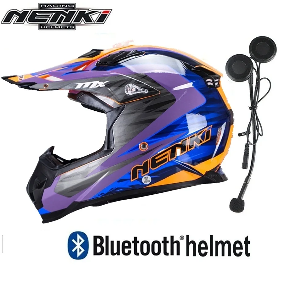 

Free shipping 1set NENKI Motocross Off Road Bluetooth Wireless Headset Helmets Racing Motorbike Sports Motorcycle Helmet