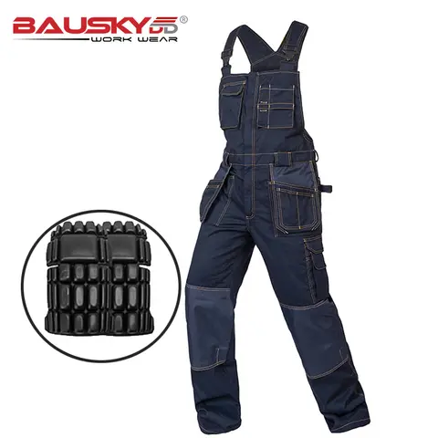 Multi bolso trabalho babador macacão para homens, joelheiras, uniformes de trabalho, reparador