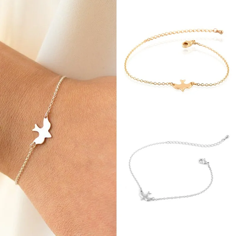 Dove Bird Tiny Peace Dove Bracelet Soar Flying Birds Bracelet Little Cute Swallow Baby Bird Bracelets Abstract Bracelets