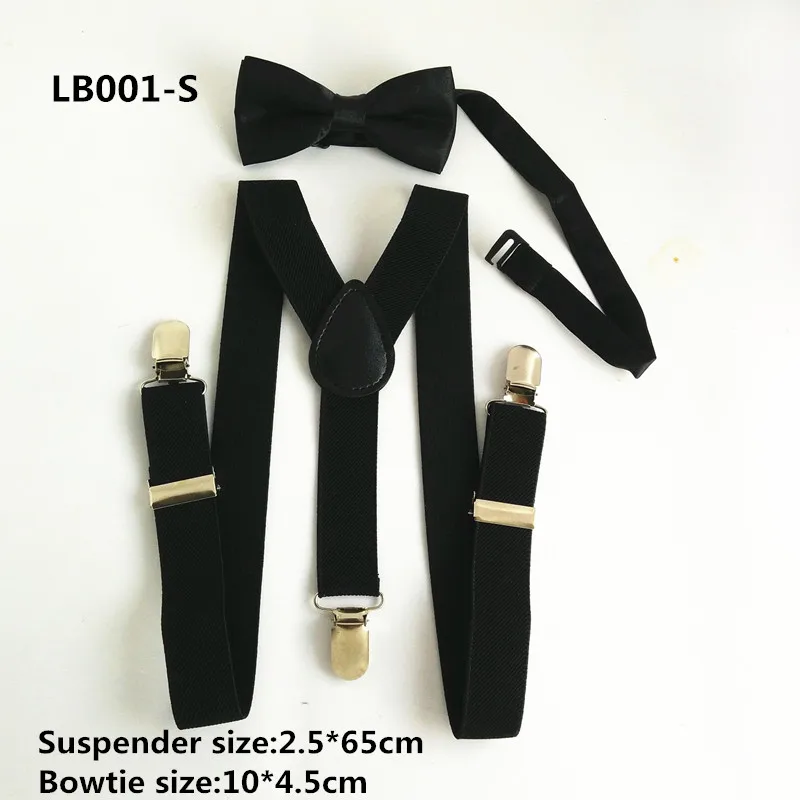 LB001-4 ขนาดสีดำ Suspenders Bow Tie ชุดสำหรับเด็กทารกผู้ใหญ่เสื้อผ้าอุปกรณ์เสริม