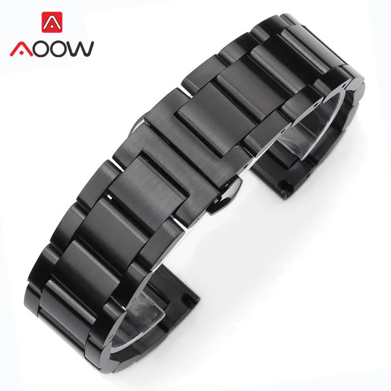 3 Pointer Stainless Steel Watchband 18mm 20mm 22mm 24mm Polished Matte Deployment Buckle Replacement Bracelet Watch Band Strap