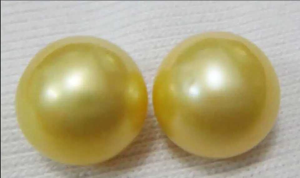 

natural AAA 9-10mm South Sea en Pearl Earrings YELLOW 925silver