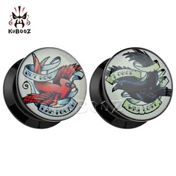 KUBOOZ 2PCS Ear Piercing Tunnels Gauges Plugs Stretcher Expander Custom Picture Fashion Body Jewelry Gift For Unisex 6mm to 30mm