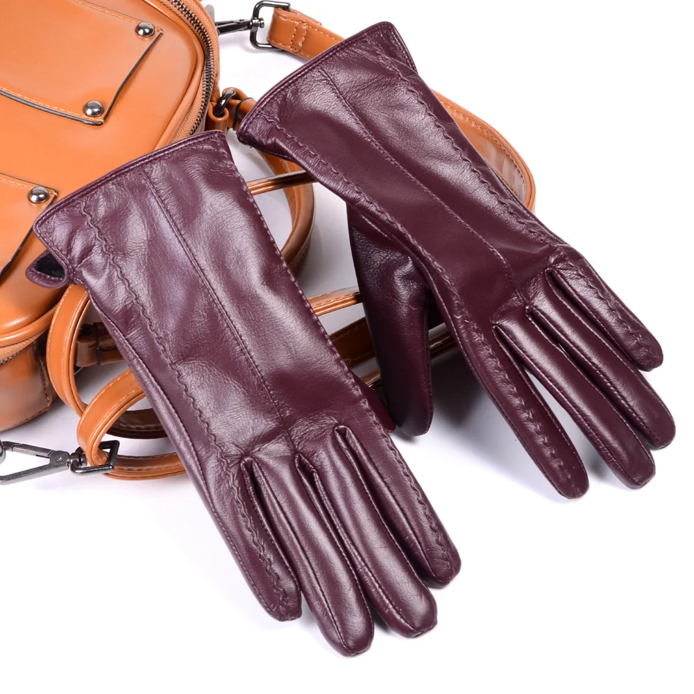 

Women's Ladies 100% Genuine Leather Winter Warm Thick Lining Touch Screen Gloves Graceful Gloves