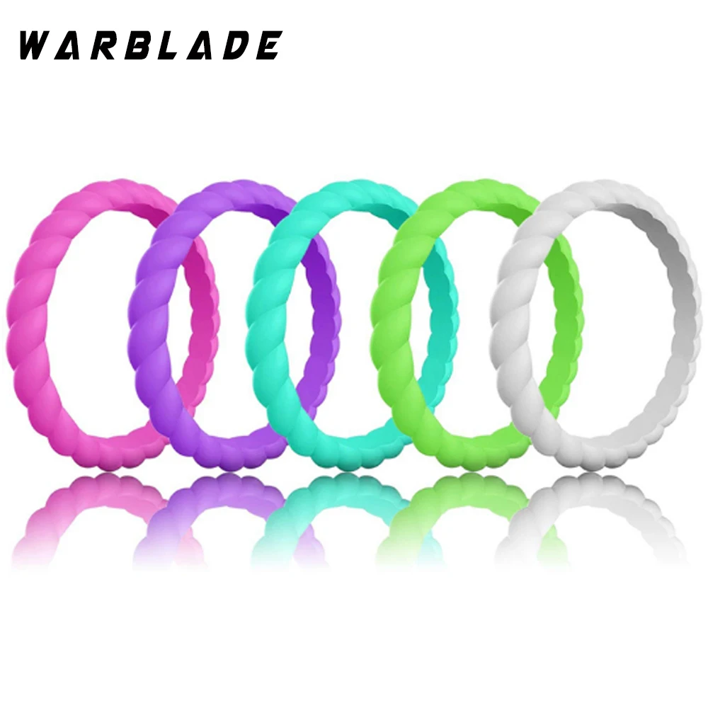 New 10pc/set Size 4-10 Hypoallergenic Braid Silicone Rings Flexible Rubber Finger Ring Engagement Wedding Classical Simple Rings