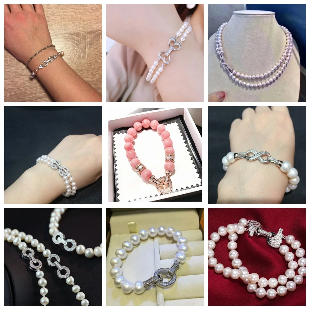 Clasps For Jewelry Making Accessories DIY Pearls Necklace Bracelet Jewellery Making Supplies Copper Zirconia Jewelry Materials