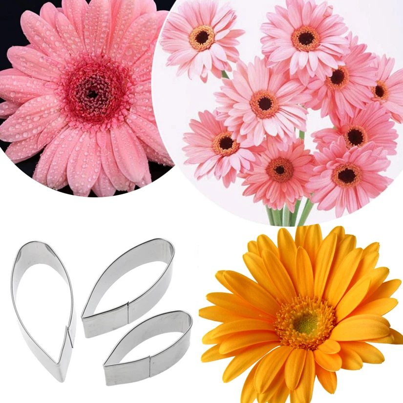 3 pcs/set Sunflower Petals Stainless Steel Candy Biscuit Jelly Fondant Cookie Cutters, Cake Decorating Tools