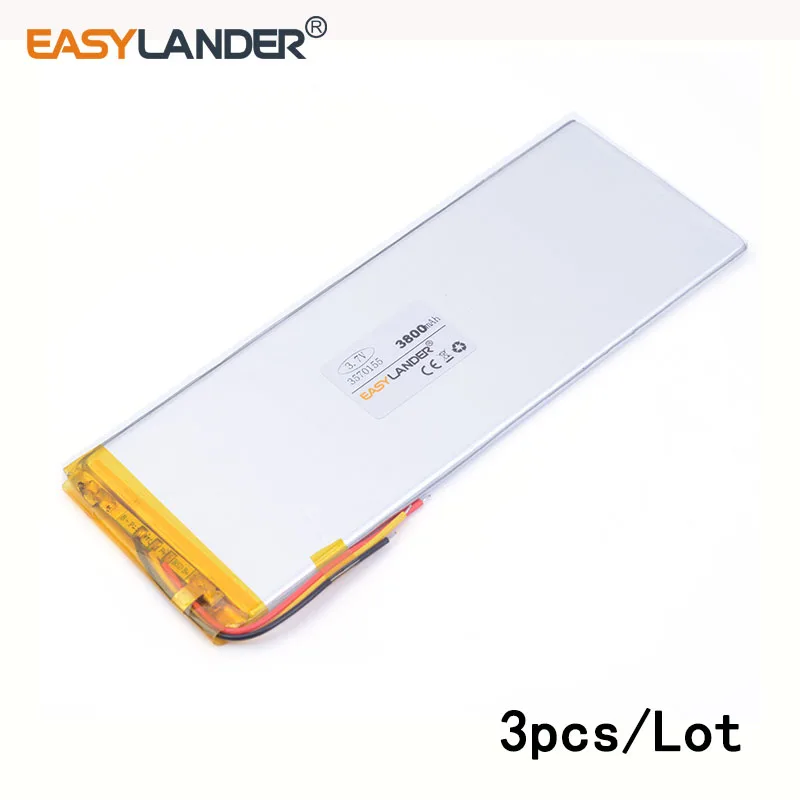 

3pcs /Lot 3- line 3800mAh 3570155 3.7V lithium Li ion polymer rechargeable battery use Tablet video game Power bank PAD DVD