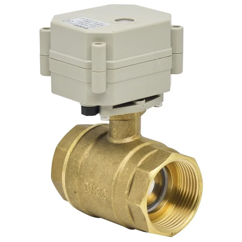 1-1/4'' Automated Ball Valve AC/DC9V-24V 3/7 Wires 29mm Bore 2 Way Brass DN32 Electric Valve Metal Gear for HVAC system