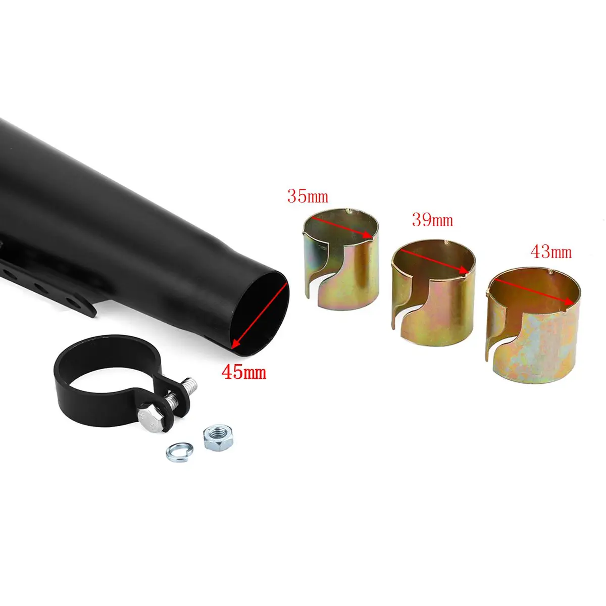 Motorcycle Cafe Racer Exhaust Pipe with Sliding Bracket Matte Black Silver Exhaust System Muffler Tip Universal image 5