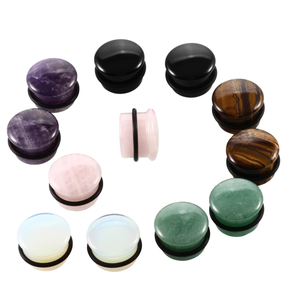 2pcs/lot Stone Ear Plugs Gauges Earrings Women Men Ear Flesh Tunnel Plug Piercing Expander Ear Stretcher Body Piercing Jewelry