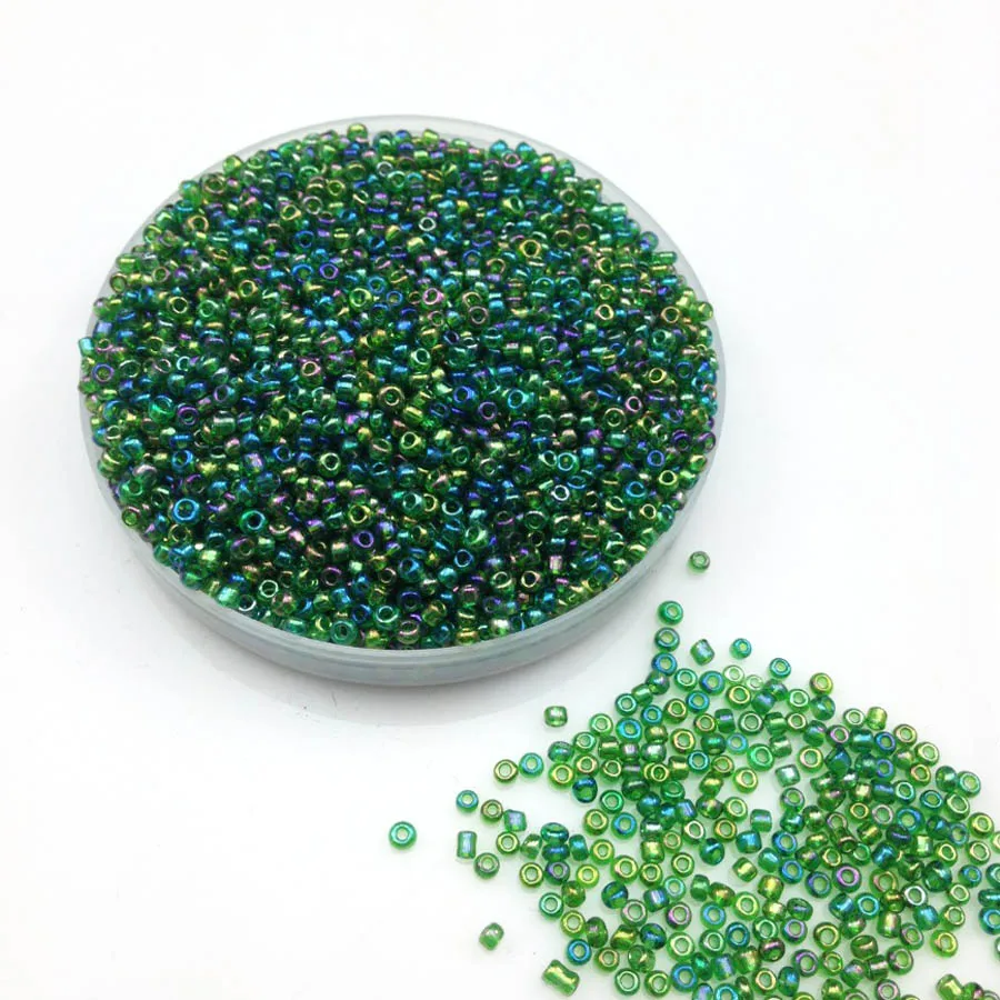 16g 1000X2mm 12/0 AB Colore Verde Rotondo Trasparente Allentato Branelli del distanziatore Cezch Vetro Seed Beads Handmade Jewelry DIY