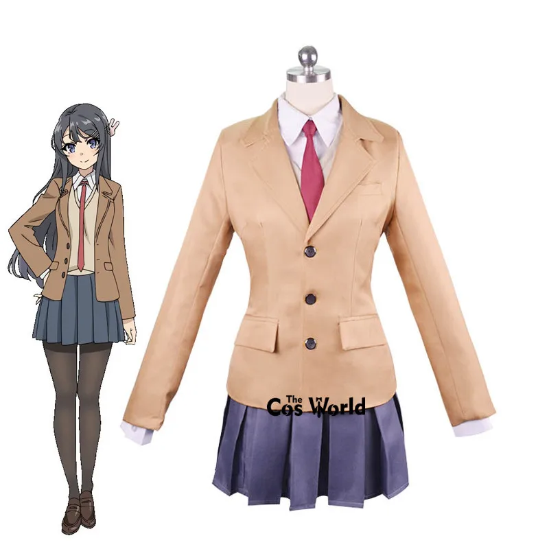 Seishun Buta Yarou wa Sakurajima Mai Azusagawa Sakuta High School Uniform Outfit Anime Cosplay Costumes