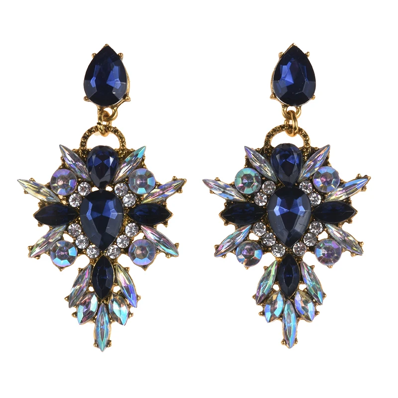 Boho Ethnic Luxury Crystal Rhinestone Drop Earrings Women Multicolor Geometric Statement Earrings Femme Jewelry Dangle Earrings