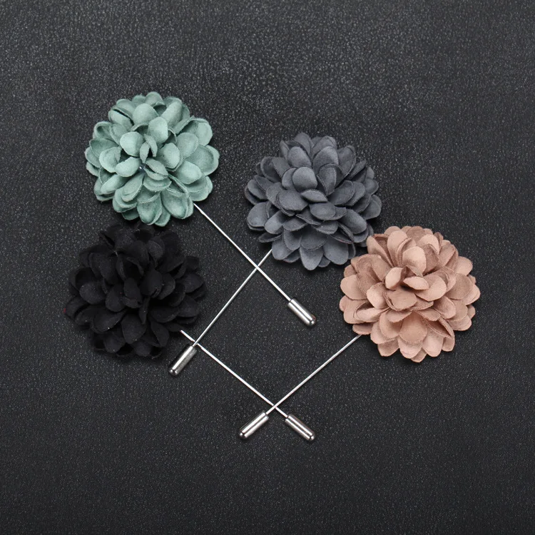 Free shipping , 10 pcs/lot , Men's Fabric Flower Lapel Pin, Wedding Boutonniere, fashion jewelry Garment Accessories