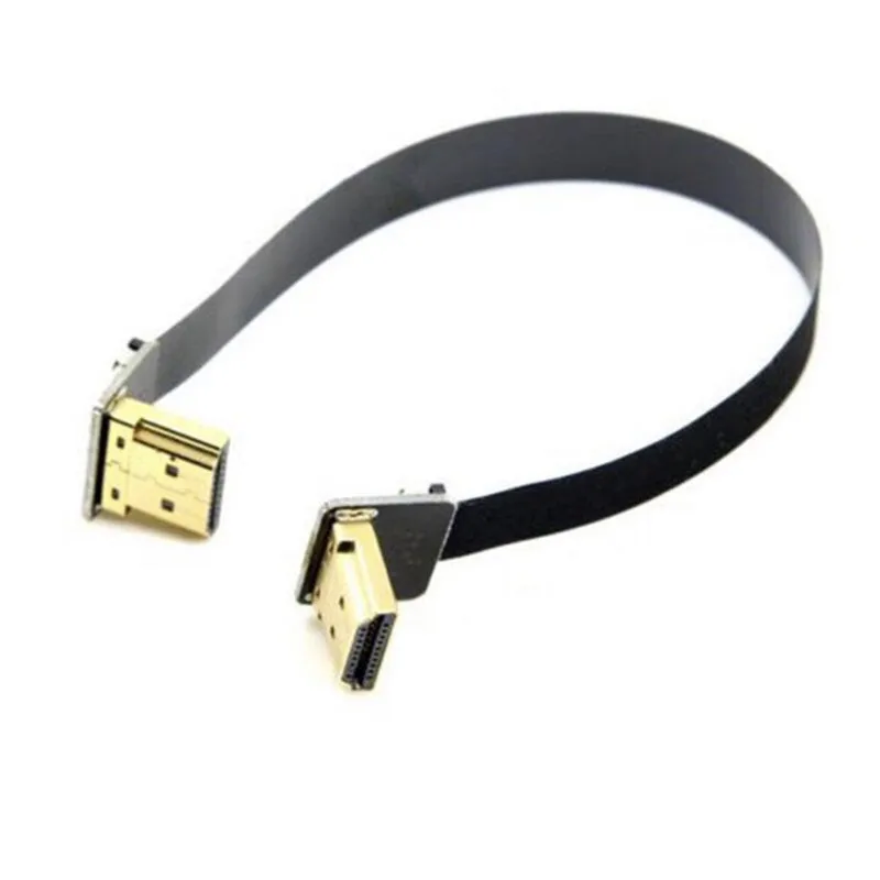 Двойной поворотный 90-градусный FPV HDMI-совместимый тип A штекер-штекер HDTV FPC плоский кабель для мультикоптера аэрофотосъемки