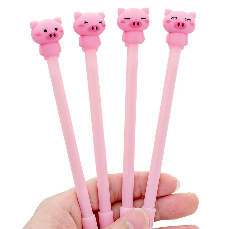 1 Pcs Cute Cartoon Pink Dull Germination Pig Neutral Pen Student Office Black Ink Pen Signature Pen Stationery