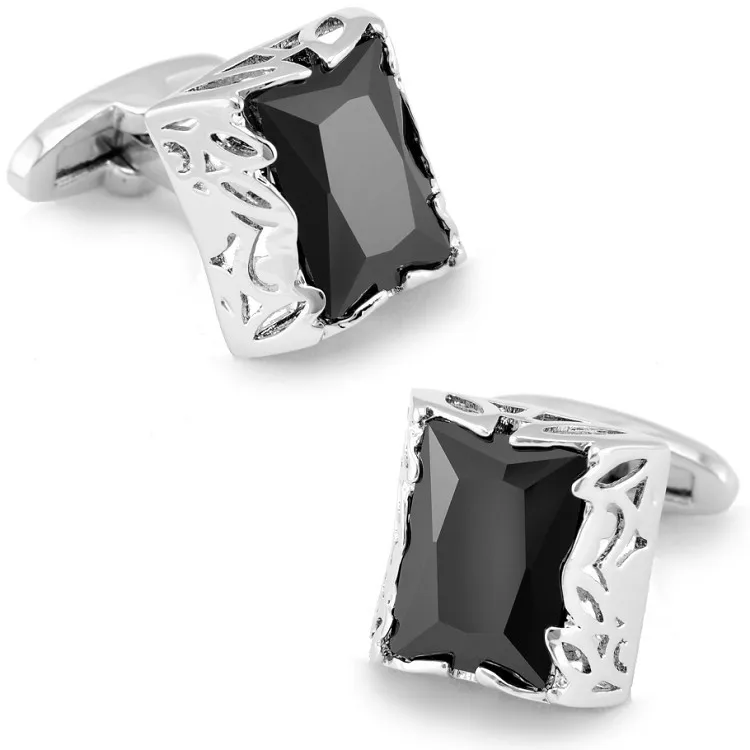 

SPARTA Black Stone+ White Gold Electroplated cufflinks men's Cuff Links + Free Shipping !!! metal buttons