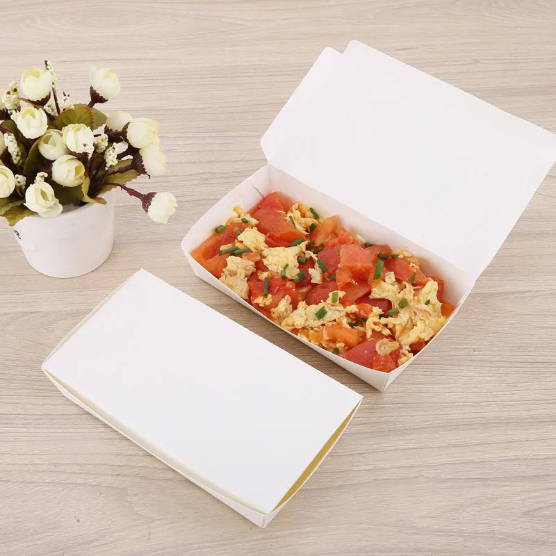 Disposable Box Paper Meal Box Takeaway Case Packaging Tools Big Capacity Thickened Eco-food Box Degradable Lunch Box 50pcs/pack