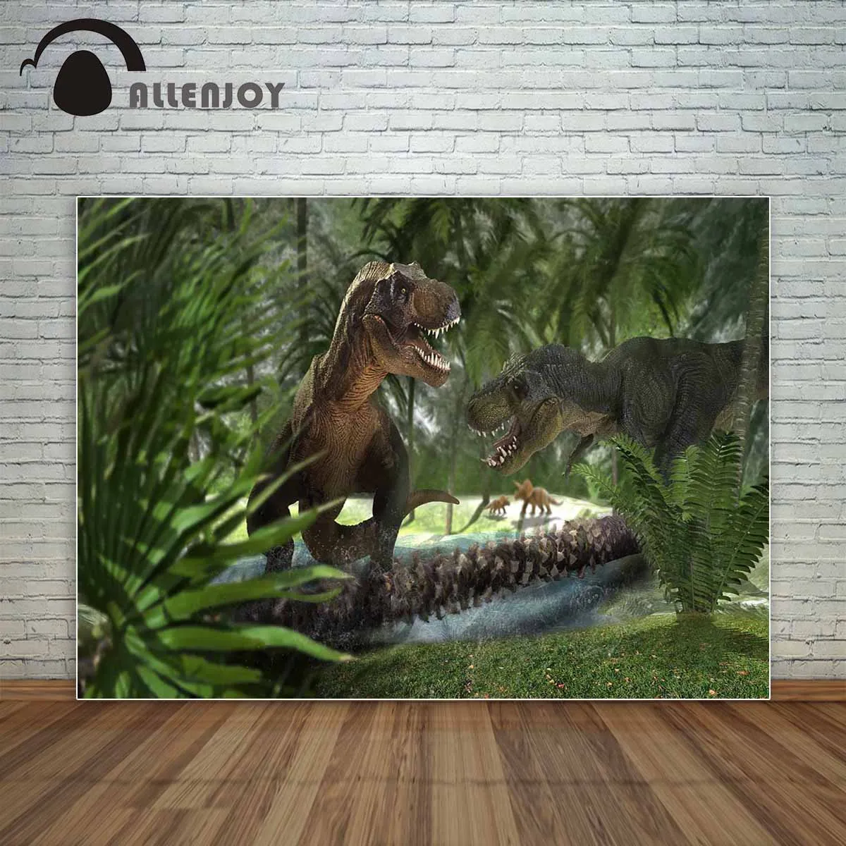 Allenjoy photography backdrop dinosaur forest Exploration child green nature new background photocall customize photo printed