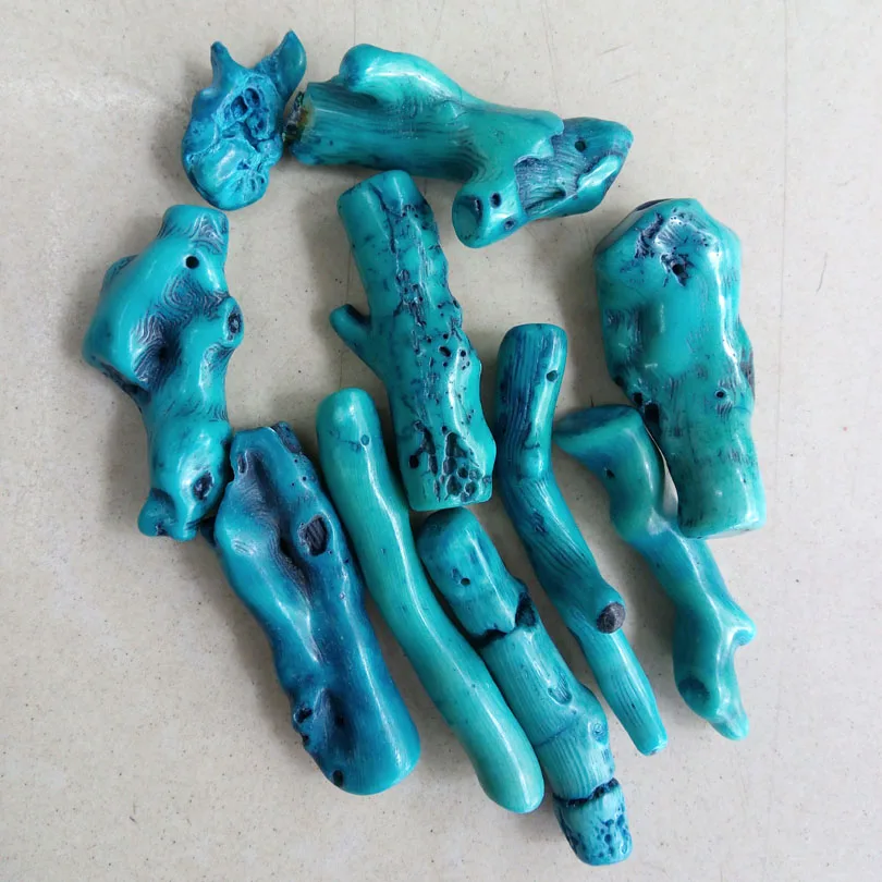 20 قطعة 20-40 مللي متر الأحمر الأزرق المرجانية فرع حر فضفاض الخرز الخيزران المرجانية عصا نقاط ستون سبايك المعلقات القبلية صنع قلادة #2