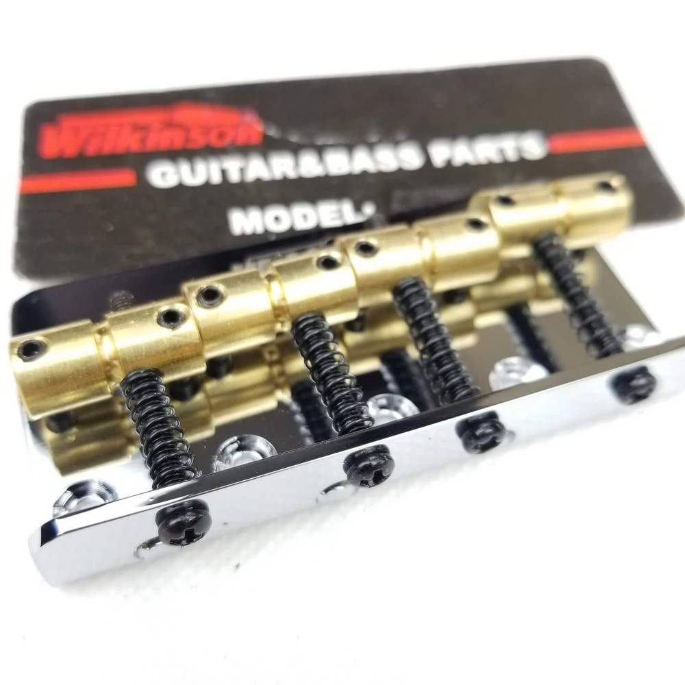 Wilkinson Four 4 Strings Electric Bass Bridge With Brass Saddles For Precision Jazz Bass Chrome Silver WOB41