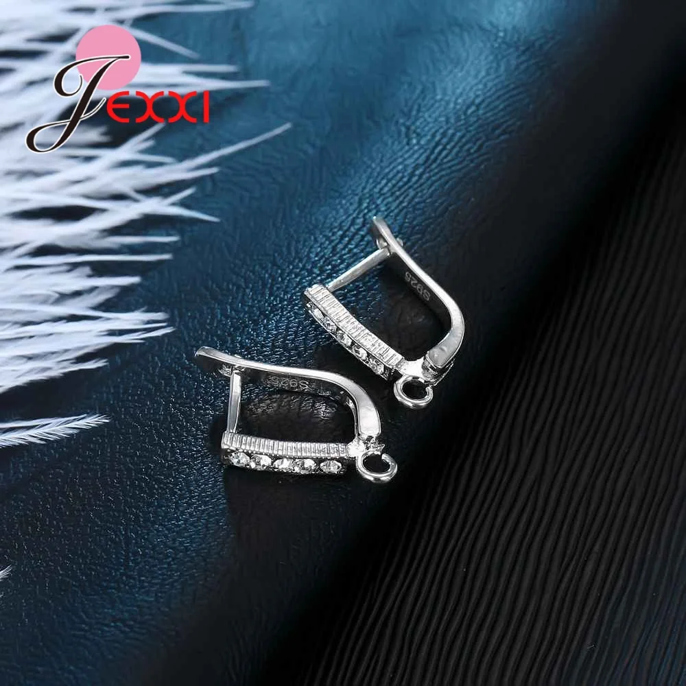 Creative 925 Sterling Silver Leverback Earwire Austrian Crystal Hoop Earring Findings For DIY Jewelry Connector Making