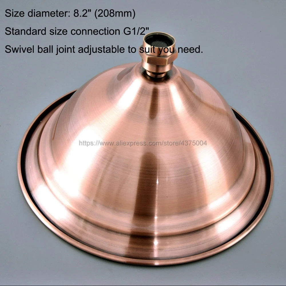 8.2 Inch Round Rainfall Shower Head Rainfall Bathroom Top Sprayer Antique Red Copper Rain Shower Head Nsh263