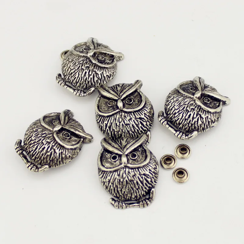 5pcs Retro Bronze Silver Zinc Alloy Owl Skull Spikes For Clothing Punk Rivets Leather Craft Tachas Para Ropa