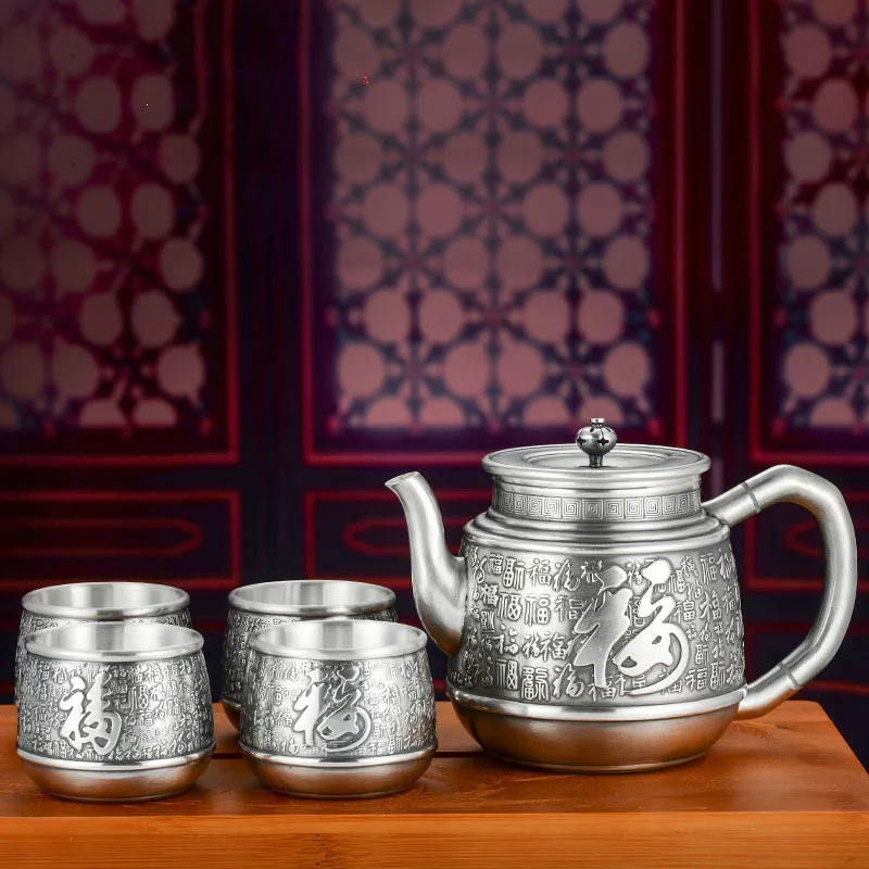 

Hundred Years Craftsman Silver Tea Set 999 Pure Silver Household Tea Pot Baifu Kungfu Tea Pot