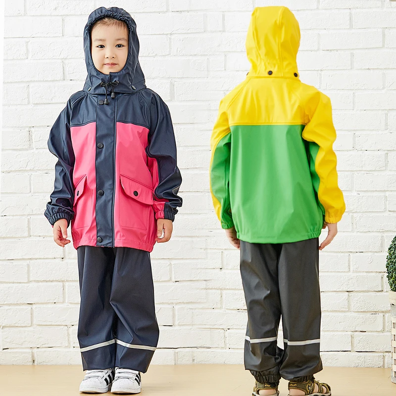 QIAN RAINPROOF Impermeable Children Raincoat School Waterproof Kids Rain Coat Boys/Girls Rain Gear Poncho Rain Pants Rain Jacket