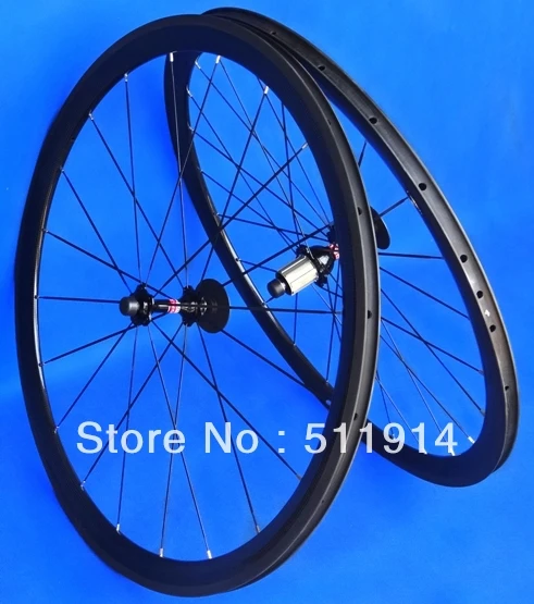 

Full Carbon Glossy Road Bike Bicycle Clincher Wheelset 700C - 38mm ( Set : Front and Rear )