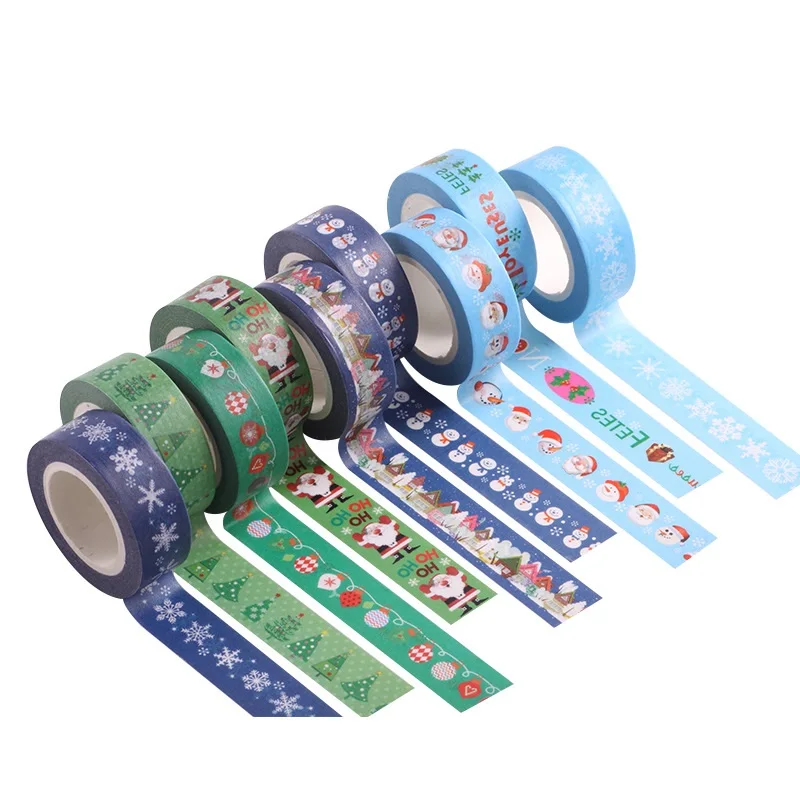 Decorative Christmas Washi Tape Set Santa Claus Paper DIY Scrapbooking Adhesive Tape 1.5cm*10m Masking Tape School Office Supply