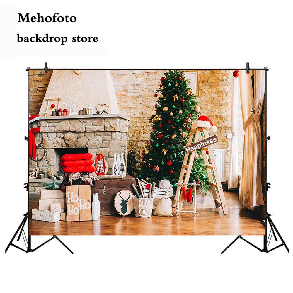 

Christmas Backdrop for Photography Fireplace Photo Booth Background Video Family Christmas Theme Party Decoration 151